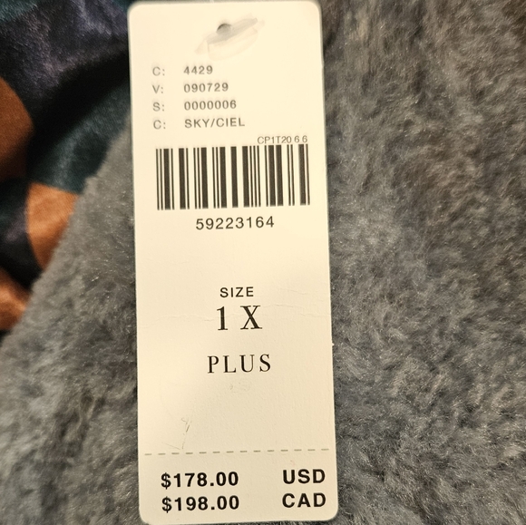 NWT Anthropologie Maeve Lisanne Faux Fur Teddy Bear Coat Jacket Fuzzy Blue 1X - Picture 10 of 11